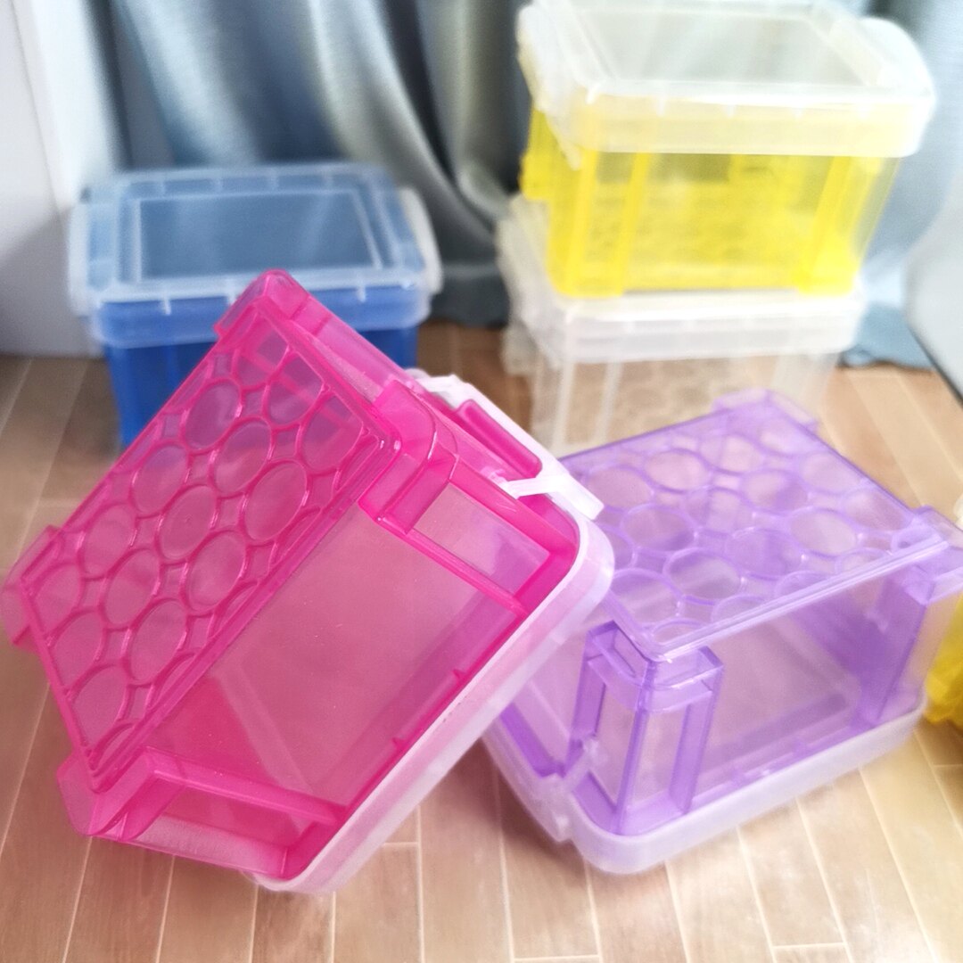 娃娃屋迷你收纳盒 创意喜糖盒ps食品级塑料糖果药盒透明粉蓝方形