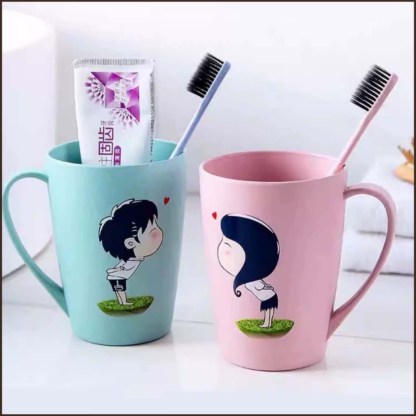 情侣漱口杯子水杯简约塑料刷牙杯