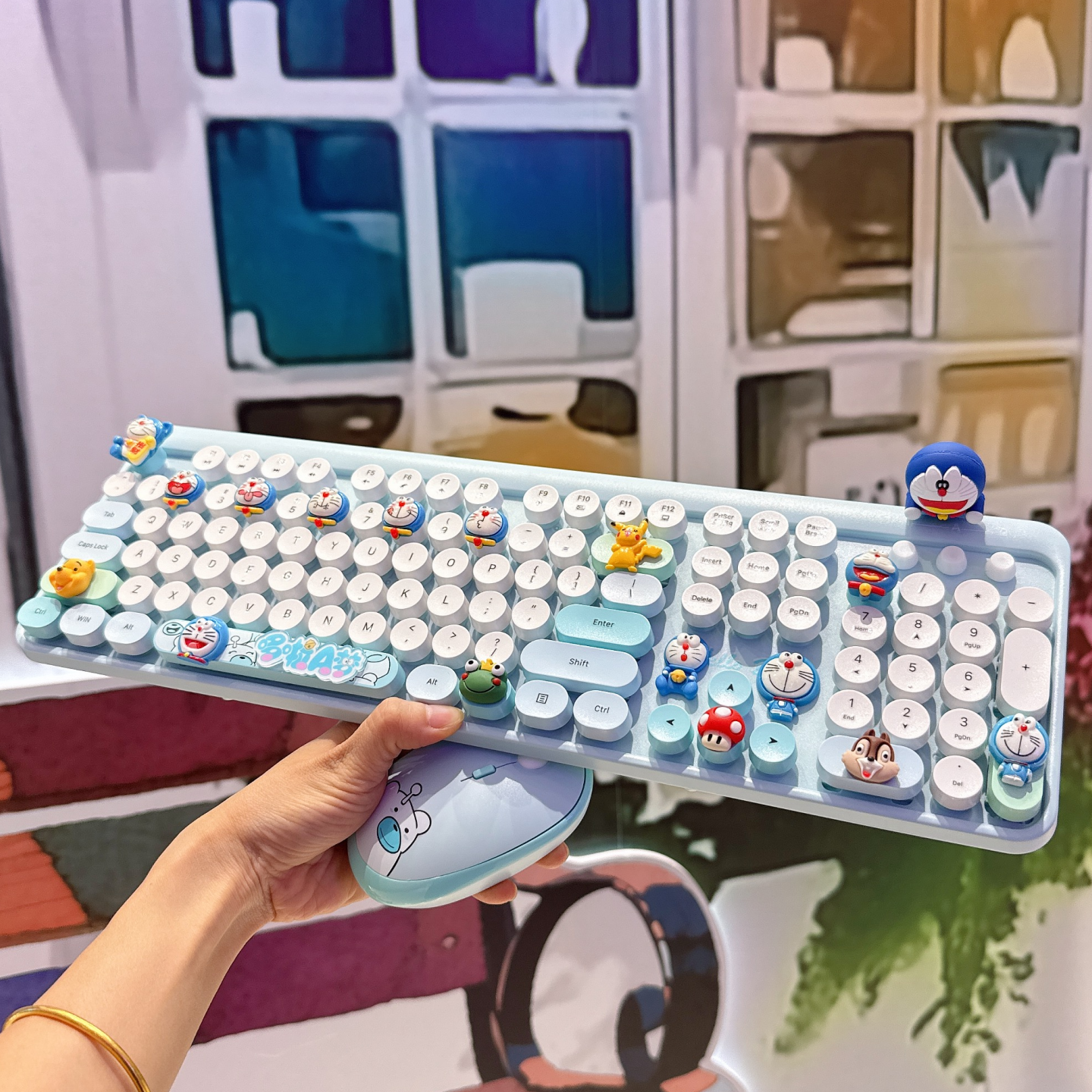 多巴胺DIY叮当猫鼠标键盘无线女生可爱卡通M豆键盘无线键鼠套装,电脑硬件/显示器/电脑周边,键鼠套装,淘宝优惠券,粉丝福利购,淘宝优惠卷