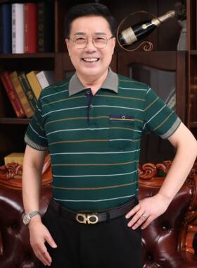 中年爸爸夏装短袖t恤2026新款polo衫父亲节衣服夏季中老年人男士