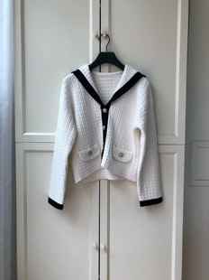 26年纯原春装新款黑白拼经典海军领小外套上衣