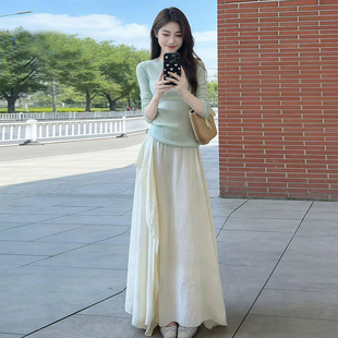 新款 超好看 一整套装 女2026春装 半身裙洋气两件套裙 显瘦针织衫