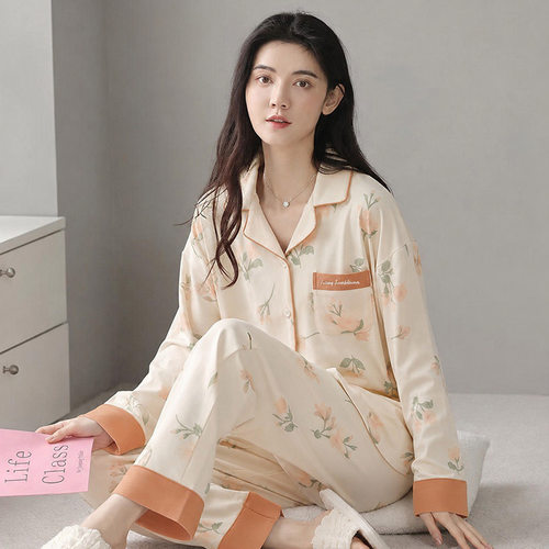 美梦2026年新款纯棉睡衣女款春秋季长袖长裤少女开衫家居服夏天中