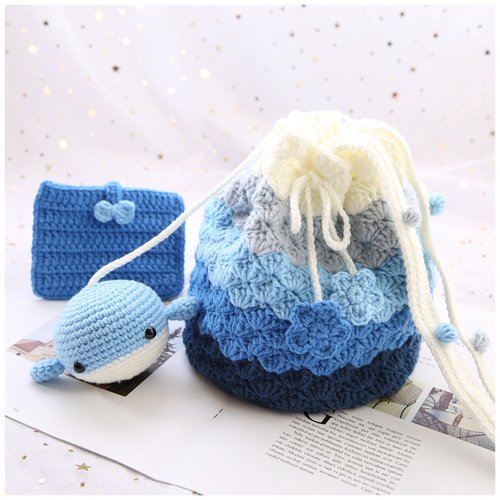 米妈手作鲸鱼渐变泫雅编织包diy