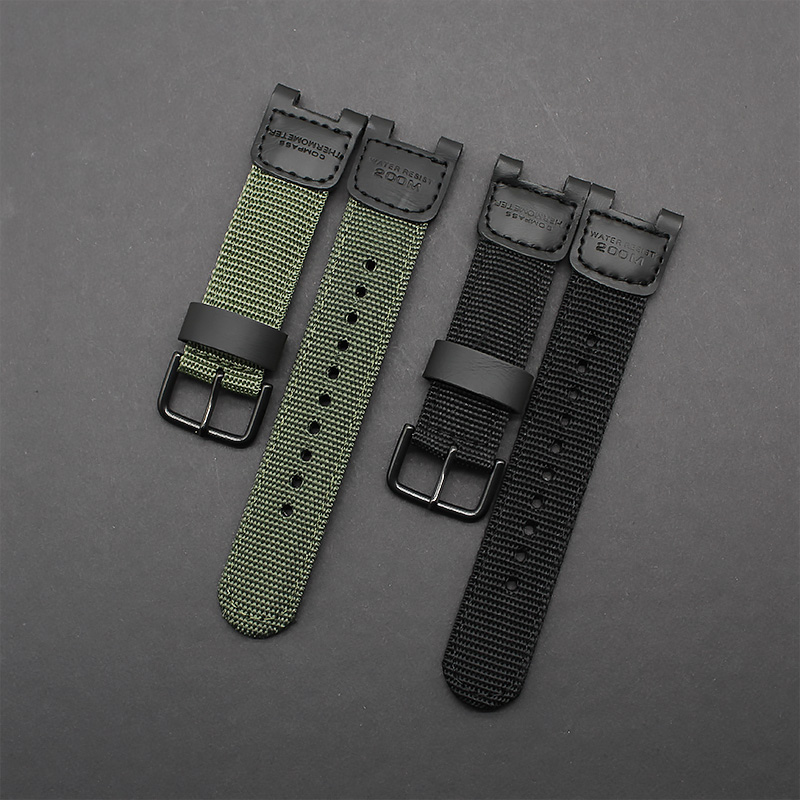 适合SGW-100 3157 帆布替换表带凹型接口帆布手表带配件