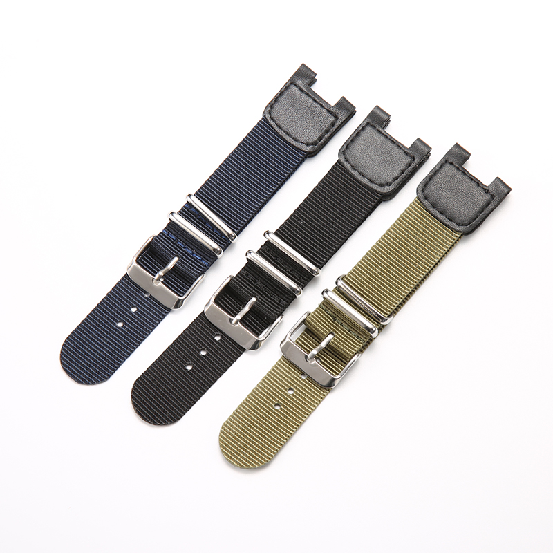 替换卡西欧SGW100/200 尼龙帆布表带凹型接口手表带配件