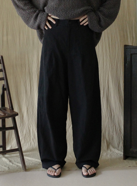 MMCC设计款黑色简约休闲宽松显瘦百搭高腰阔腿裤长裤