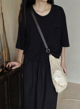 MMCC私服自留 强烈推荐无性别廓形亚麻棉黑T卷边领口贴袋抑菌衫