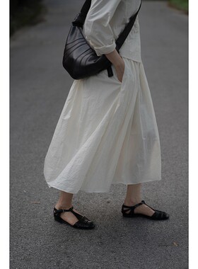 MMCC法式极简休闲风中长款高腰显瘦半身裙女