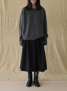 MMCC羊毛混纺 慵懒随性休闲百搭后松紧腰七分裤 裙裤 阔腿裤裤子