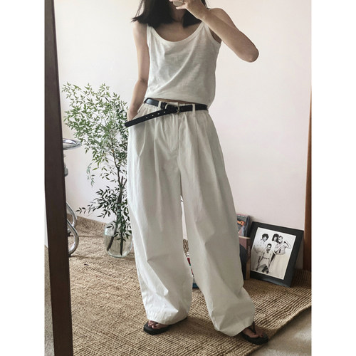 松紧腰简约百搭长裤裤子