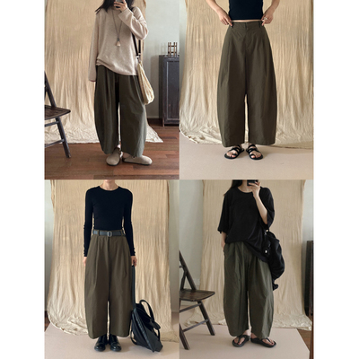 MMCC 进口匹马棉 军绿茧型松弛感工装神裤 后松紧腰阔腿裤休闲裤