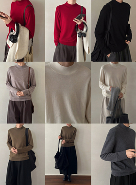 MMCC慵懒风休闲百搭显瘦软糯舒适长袖半高领套头衫打底衫上衣女