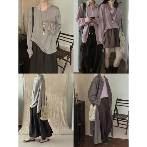 MMCC莫兰迪色系莱赛尔T恤 亲肤透气显瘦上衣 慵懒薄款打底衫女