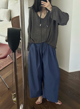 MMCC夏日清凉亚麻V领防晒空调衫慵懒长袖三色针织衫上衣女