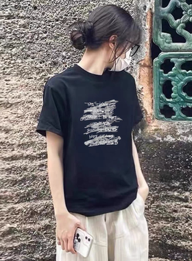 夏季短袖t恤女韩系显瘦2026新款爆款正肩宽松半袖设计感体恤上衣