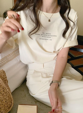 纯棉短袖t恤女夏季2026新款爆款设计感小众美式宽松正肩半袖上衣