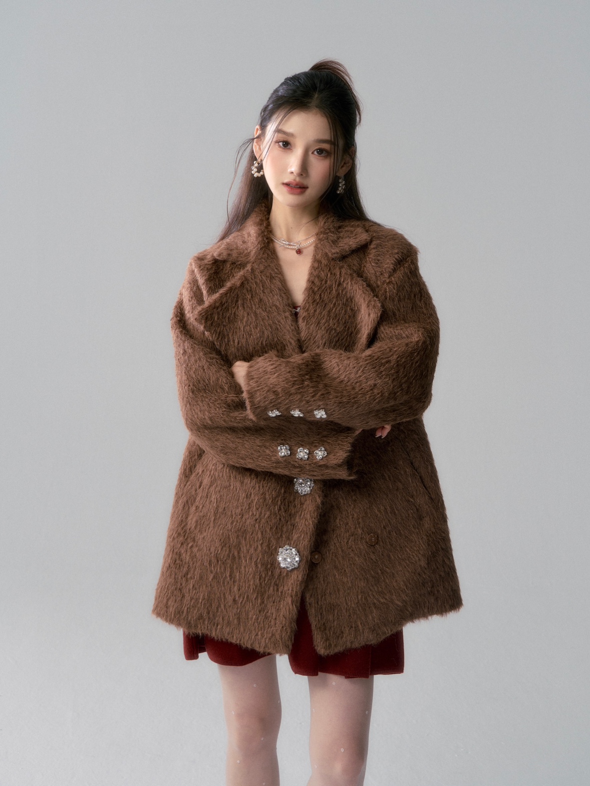 LAFREEDOM秋冬保暖气质毛绒大衣