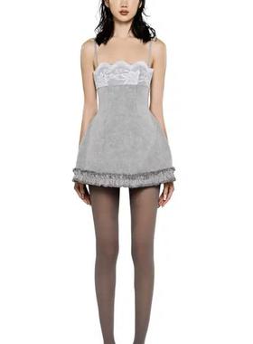 Lsoul 灰色蕾丝吊带抹胸裙NELLY DRESS