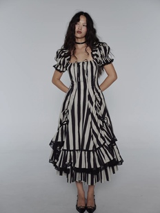 【Selkie官方授权】黑白粗理竖纹印花迷笛裙noneofus