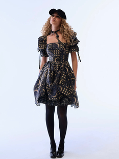 【Selkie官方授权】早秋系列｜迷笛蓬蓬连衣裙黑底浩瀚星空印花