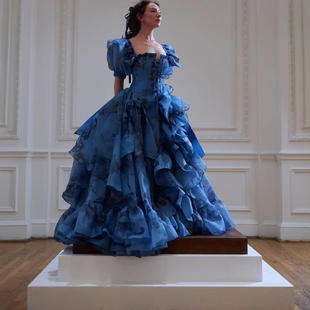 NoneOfUs【Selkie官方授权】蓝底加德加舞蹈少女描稿印花礼服裙