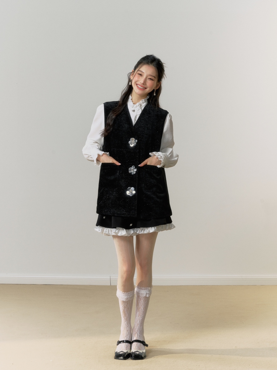 LAFREEDOM小香立体花朵背心马甲