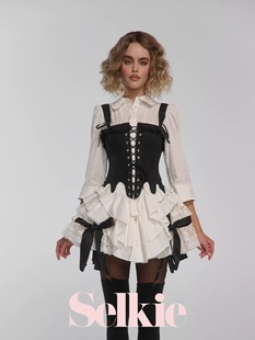 Selkie官方授权黑色纯棉束腰马甲 推荐叠搭noneofus