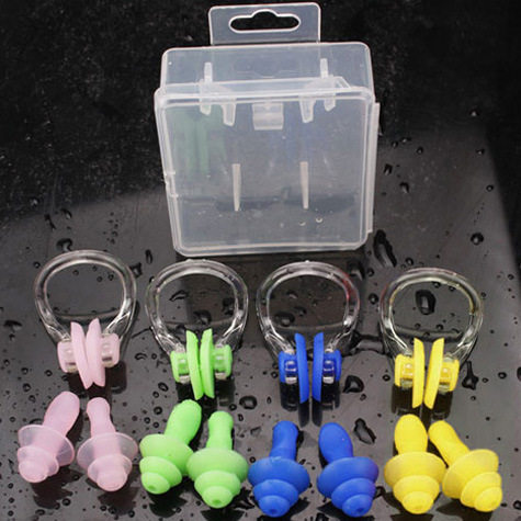 批盒装防水游泳鼻夹耳塞套装 成人儿童防呛水硅胶鼻塞 耳塞发