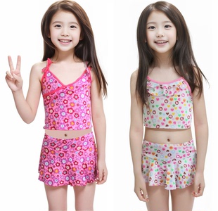 23456女童泳衣分体公主女孩泳装 学生游泳泡温泉游泳衣 中大童裙式