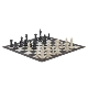 Карбен/резиновая шахматная доска серого цвета/матово-черные шахматные фигуры
