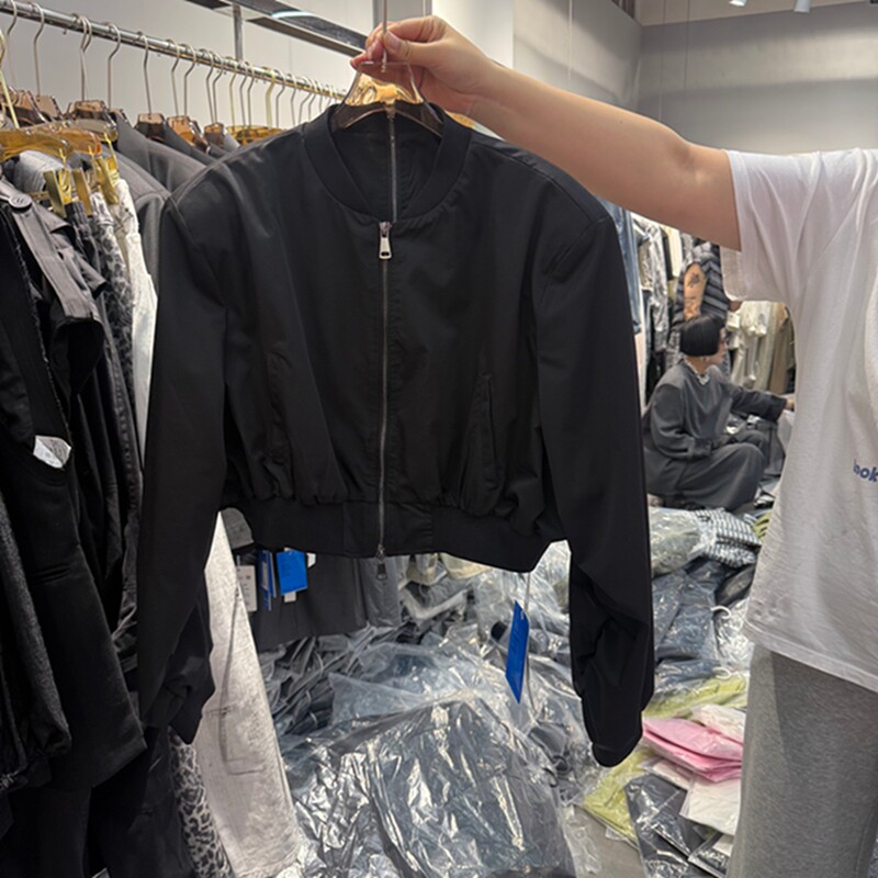 蝶引欧货时尚短款棒球服外套女春秋高腰显瘦休闲百搭拉链夹克上衣
