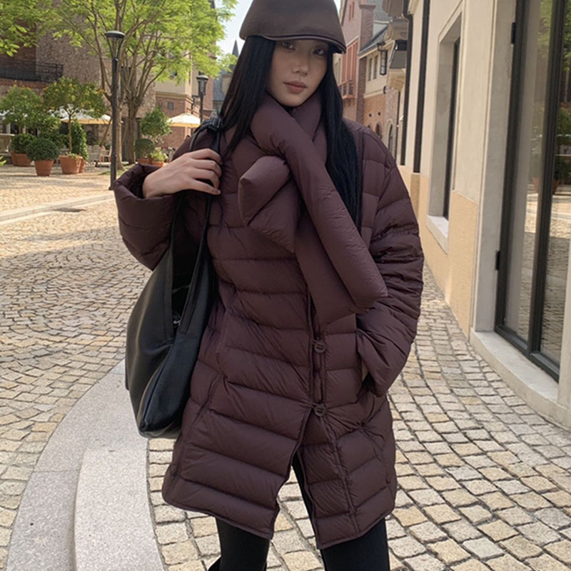 白鹅绒外套女2025保暖围脖羽绒服