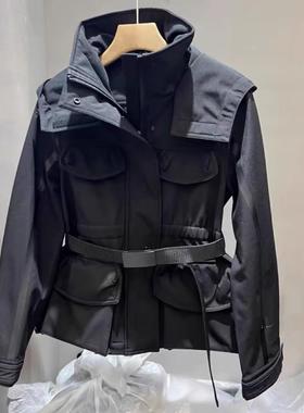 Hone SIur欧货加绒风衣外套女 2025秋冬新款连帽收腰显瘦百搭上衣