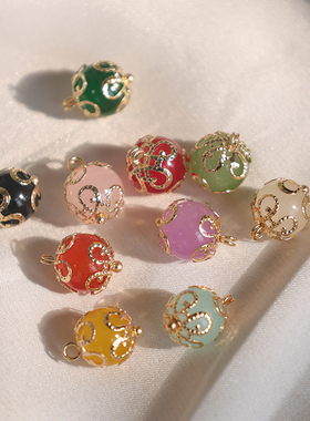 国潮唐风新中式纽扣吊坠材料汉服旗袍彩色复古衬衫百搭圆珠扣Z408