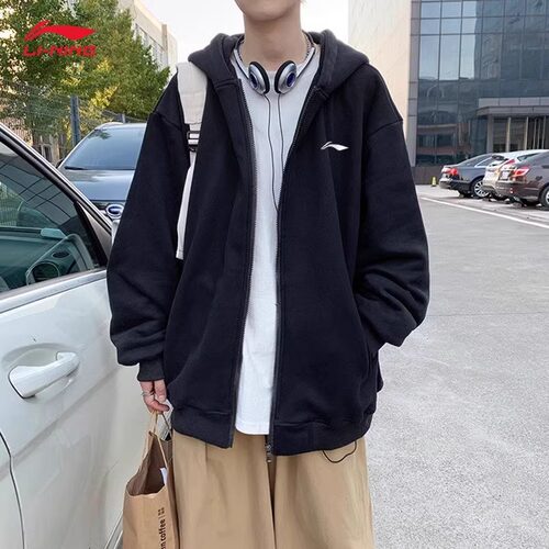 李宁开衫连帽外套男士春季款
