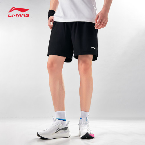 李宁男透气速干梭织运动五分短裤