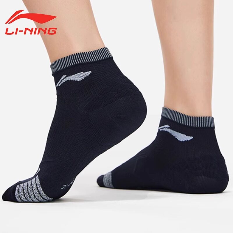 李宁袜子男士春秋款跑步运动袜透气吸汗休闲短袜秋季女款中筒棉袜