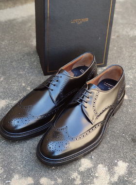 西班牙LOTTUSSE乐途仕男鞋亮面布洛克雕花正装皮鞋德比鞋 L6724