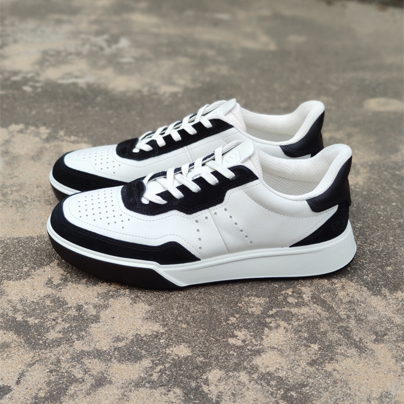 ECCO爱步男士25秋季新款复古熊猫拼色增高板鞋小白鞋 街头539814