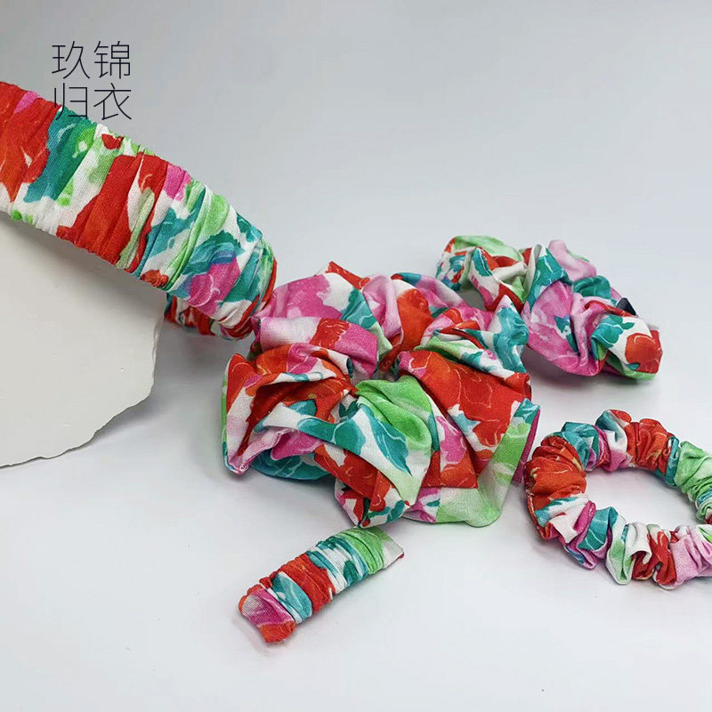 玖锦归衣原创设计布艺发饰发圈发箍发卡套装单品纯棉面料绚烂0010