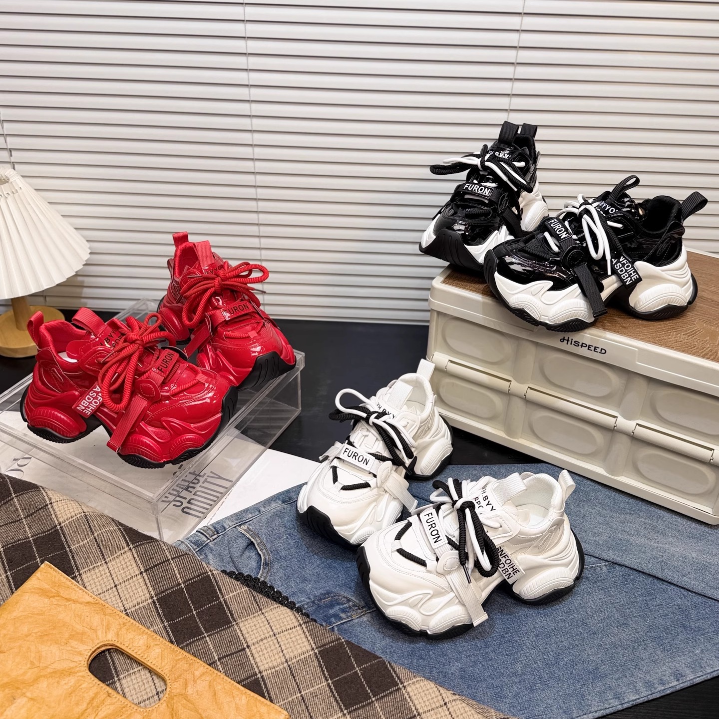 日本OFFCAT真皮系带松糕厚底老爹鞋女2026款百搭小个子休闲运动鞋