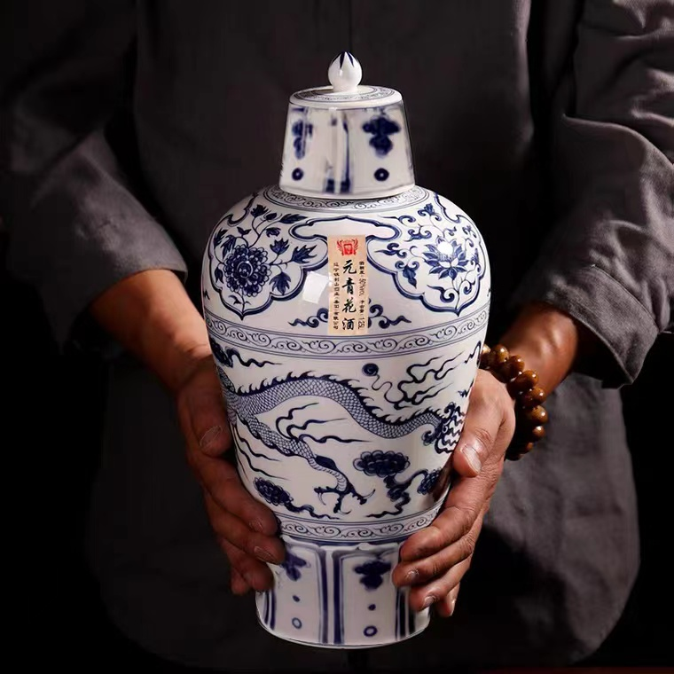 元青花白酒古法纯粮固态酿造龙凤呈祥酒坛老字号出品