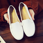 女单鞋 软底41大码 平底小白鞋 新款 舒适护士鞋 白色休闲妈妈鞋 皮鞋