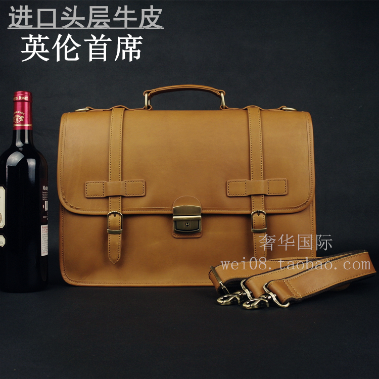 英伦进口头层牛皮女士公文包