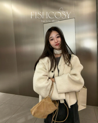 清冷气质 高级苏立羊驼毛 双面手缝大衣 Fishcosy飘带羊绒外套