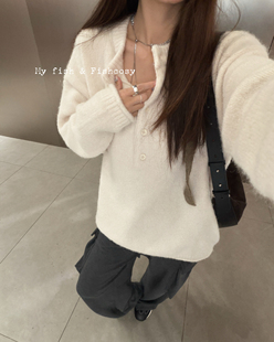 温柔软糯卷边大毛衣 宽松慵懒百搭2025秋冬新品