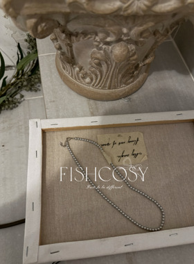 韩国新品银灰色珠珠配925银链条项链