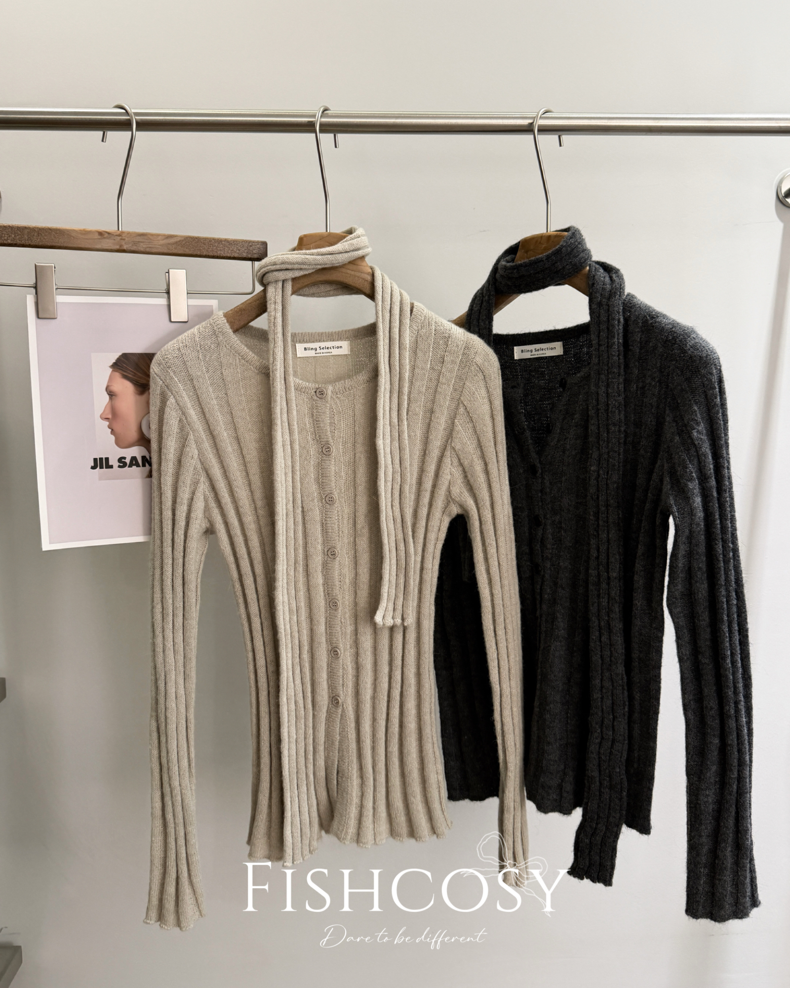 韩国东大门2025秋季新款圆领竖条纹宽松打底针织衫含飘带