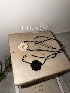 立体抽拉绳颈链超美锁骨链myfish 韩国新品 浪漫春日 手工花朵项链